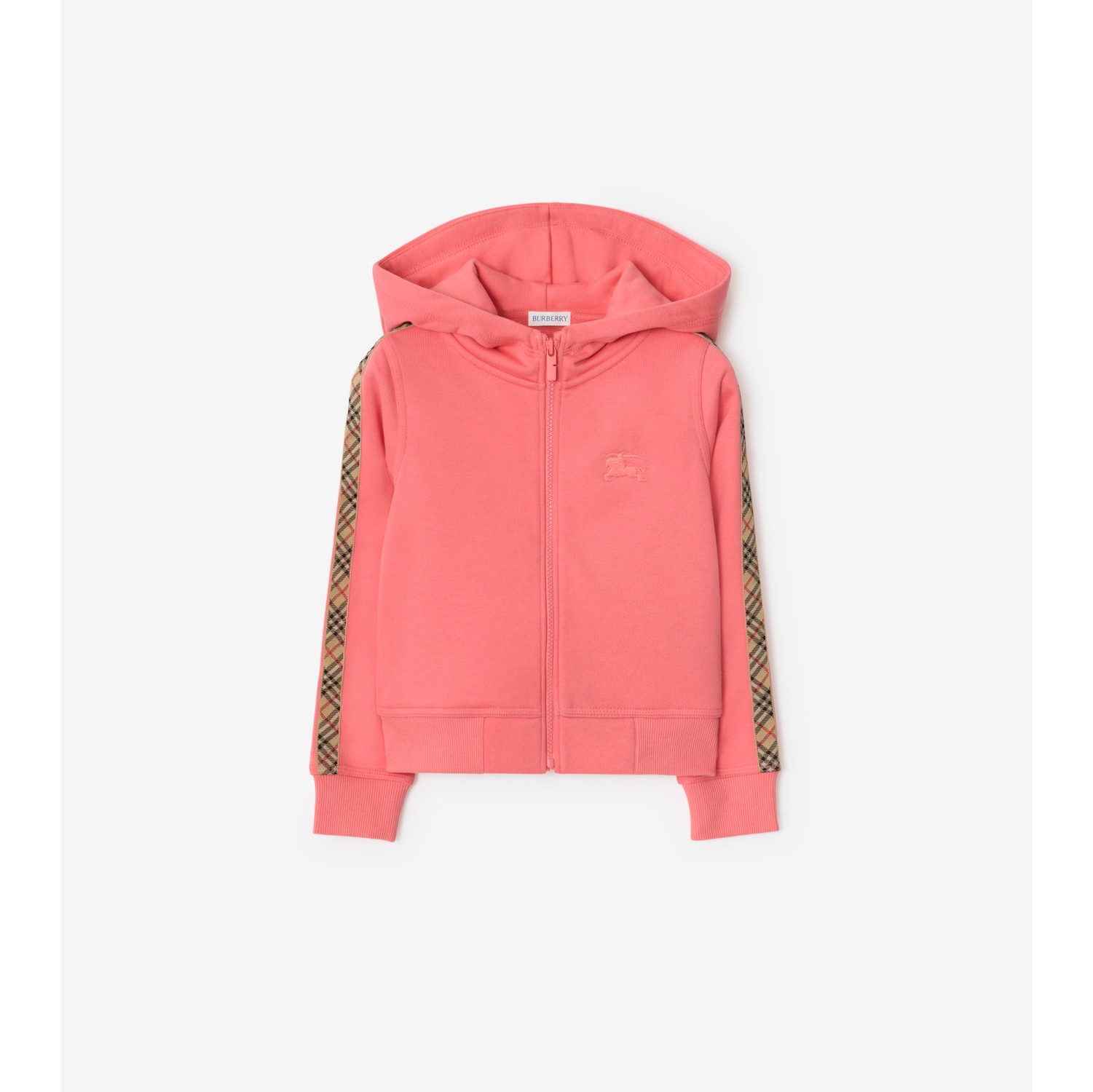 Hoodie zippé en coton avec Check