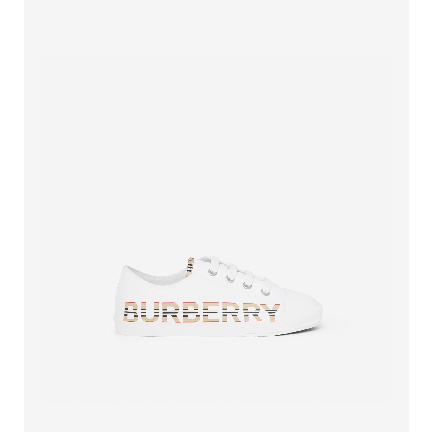 アイコンストライプ ロゴプリント コットンギャバジン スニーカー (オプティックホワイト) | Burberry®公式サイト