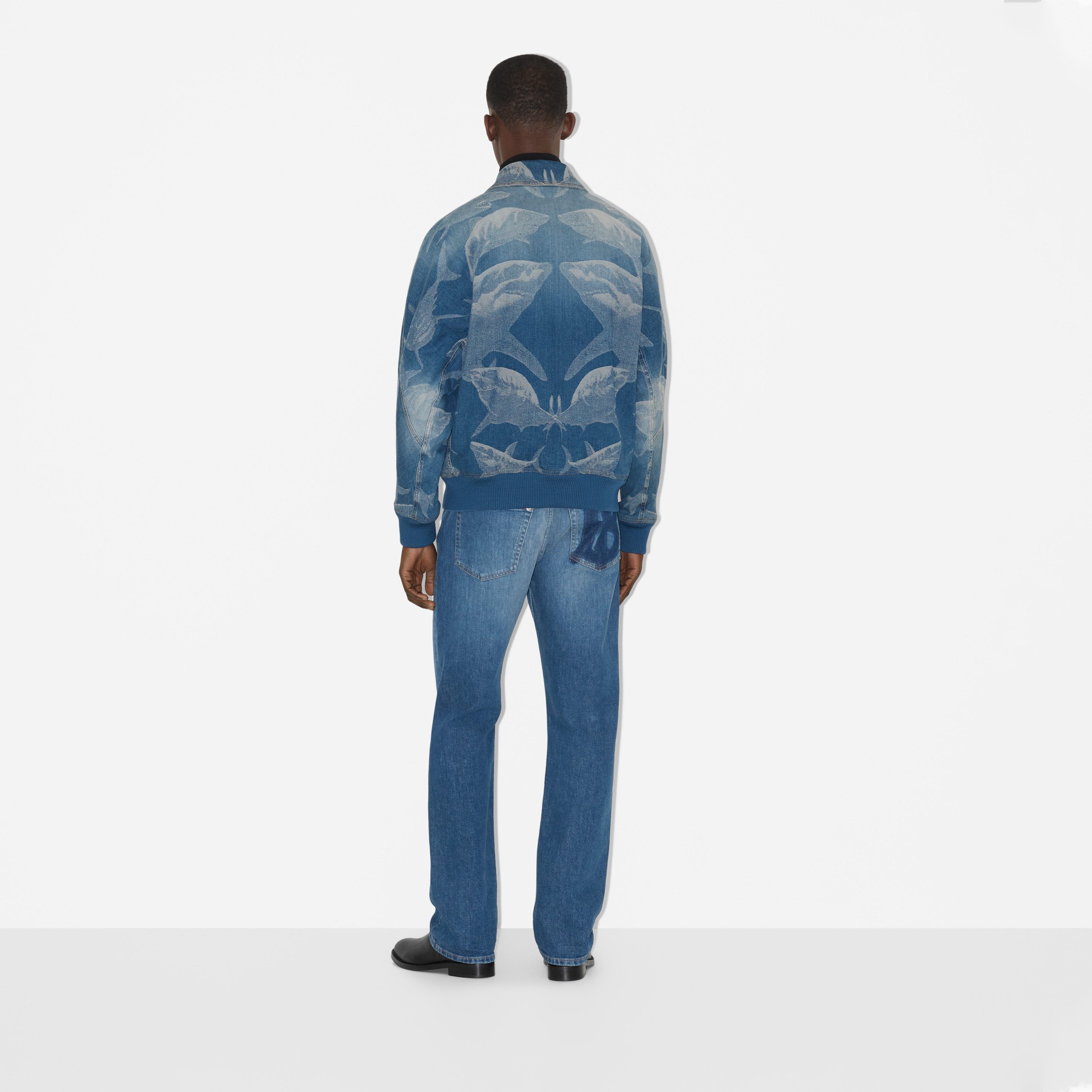 Shark Denim Bomber Jacket in Muted Navy - Men | Burberry® Official - 4