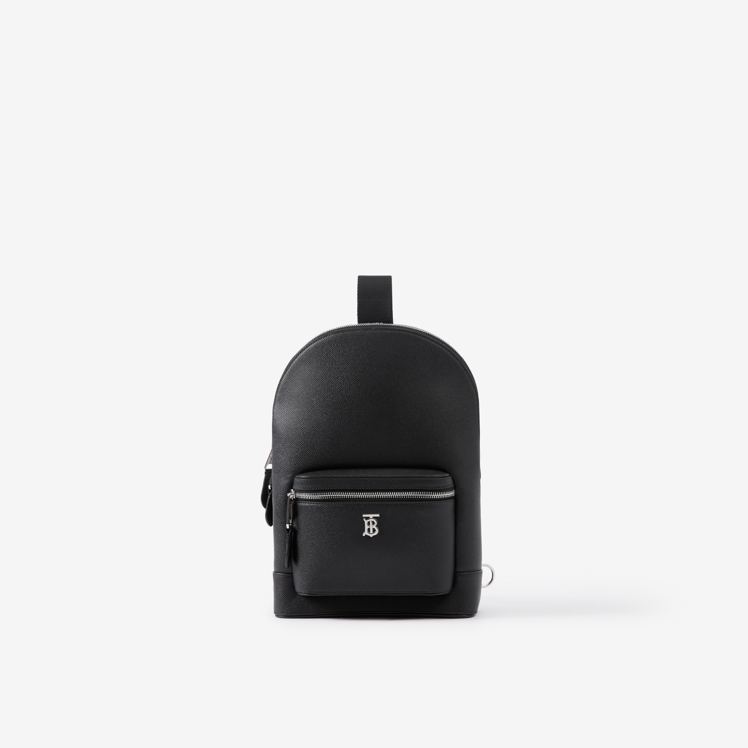 Grainy Leather TB Crossbody Backpack in Black - Men | Burberry® Official - 1
