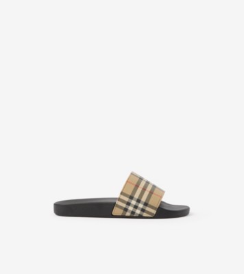 Burberry チェック スライド (アーカイブベージュ) - メンズ | Burberry®公式サイト
