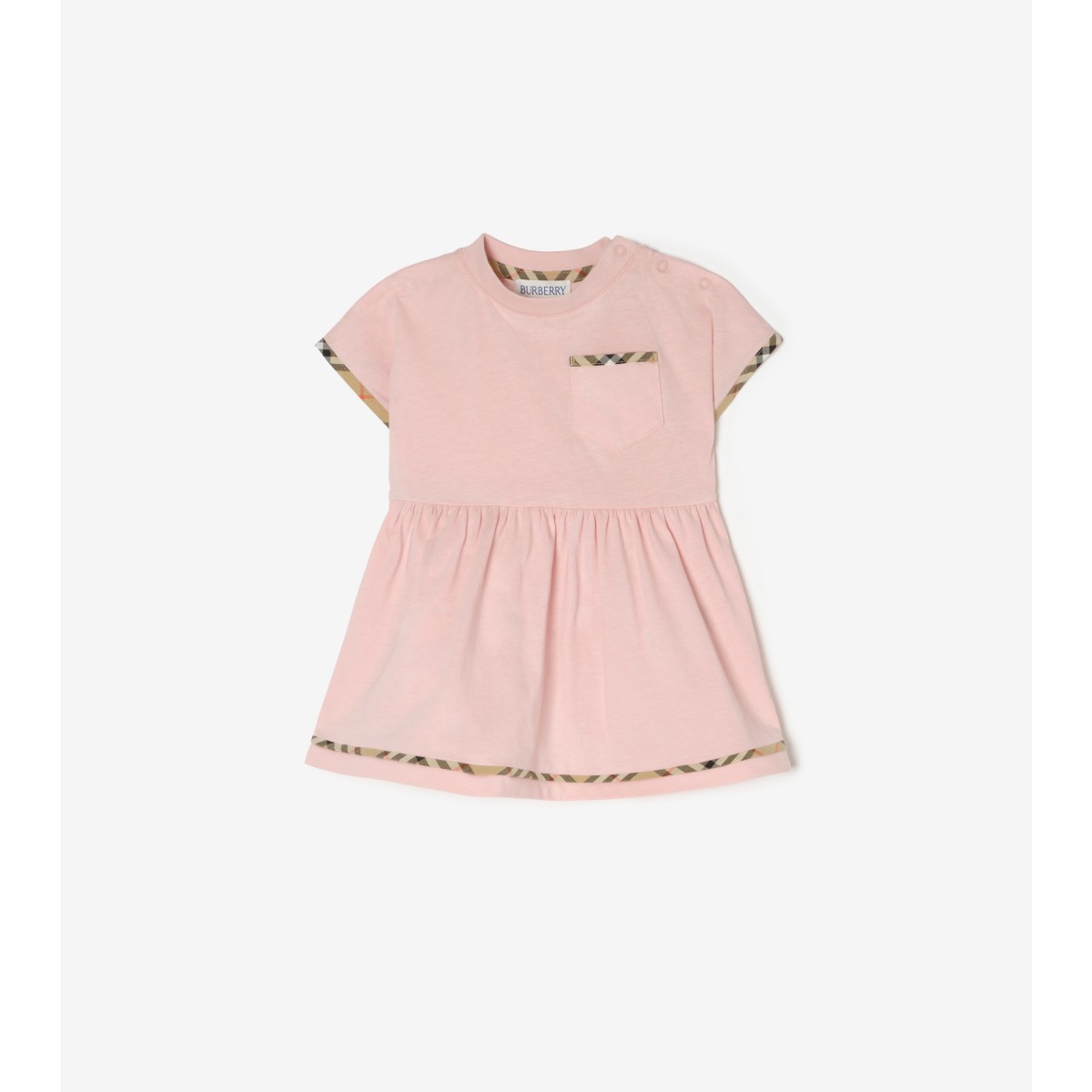  Check Trim Cotton Dress with Bloomers