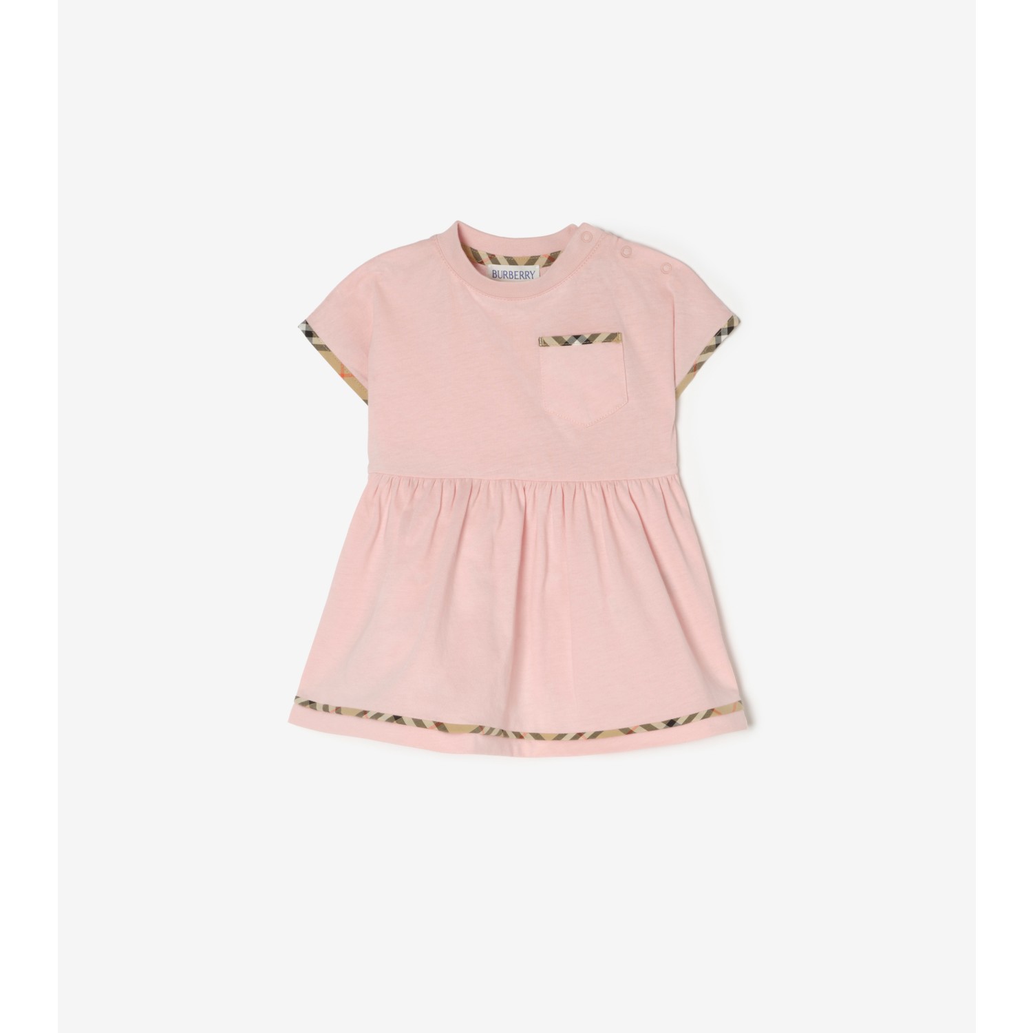 Check Trim Cotton Dress with Bloomers