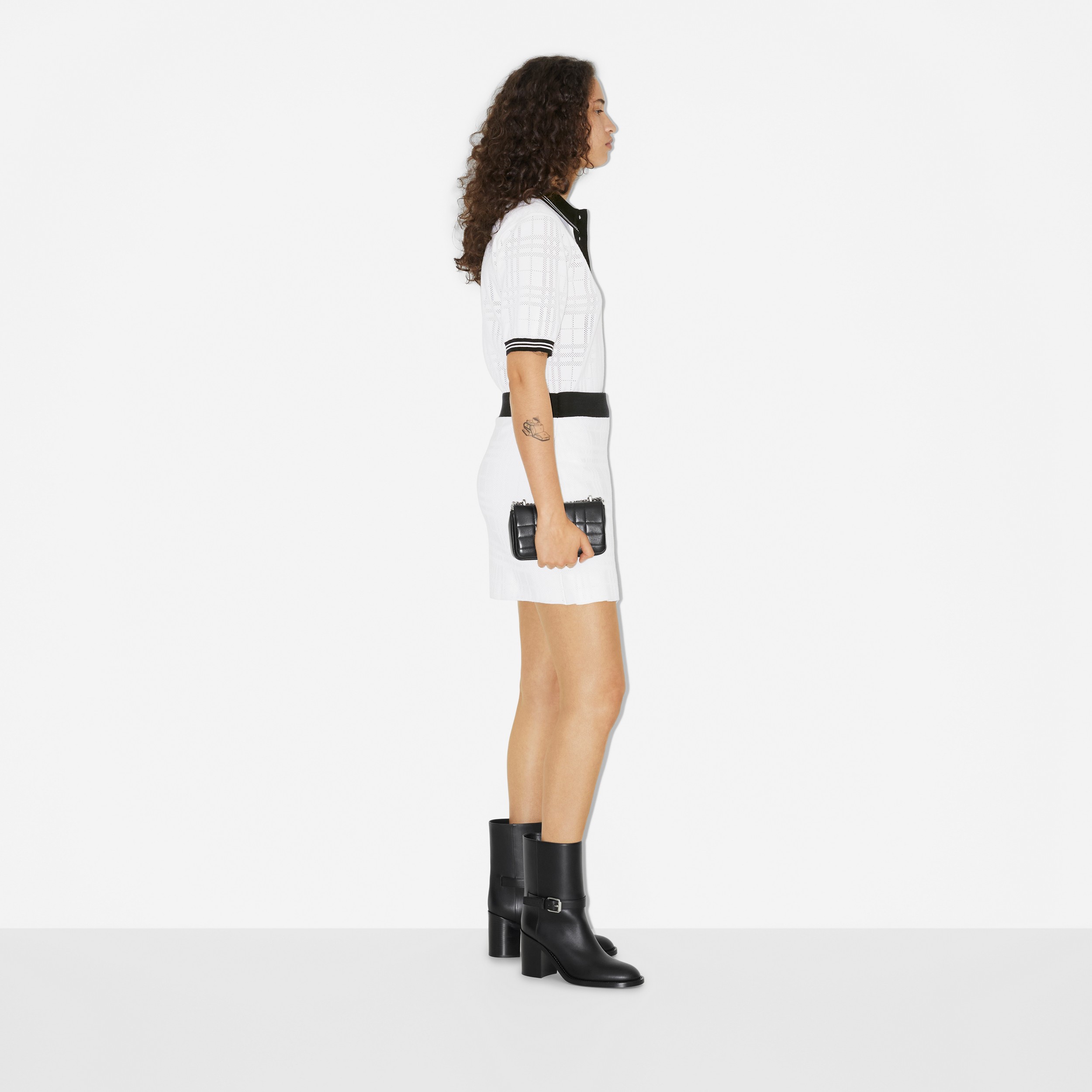 Falda cruzada en algodón técnico Check (Blanco) - Mujer | Burberry® oficial - 3