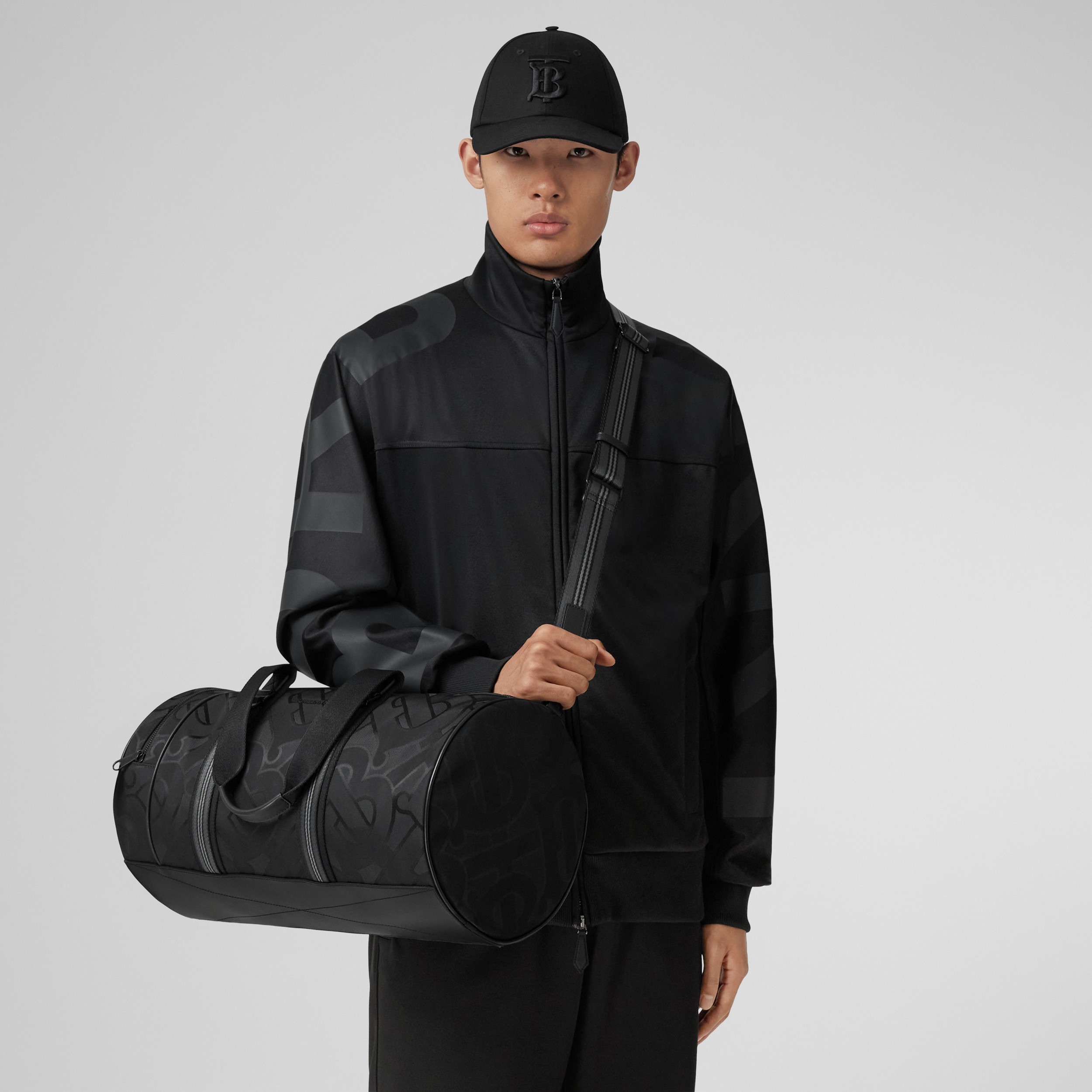 Monogram Jacquard Medium Kennedy Barrel Bag in Black | Burberry® Official - 3