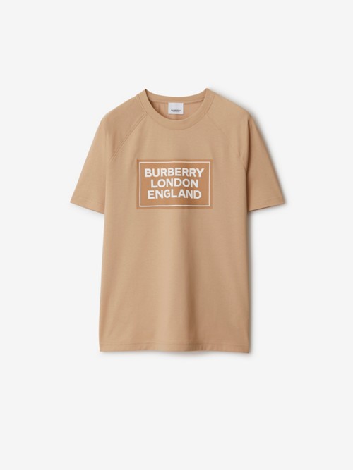 Burberry Logo Cotton T-shirt In Soft Fawn