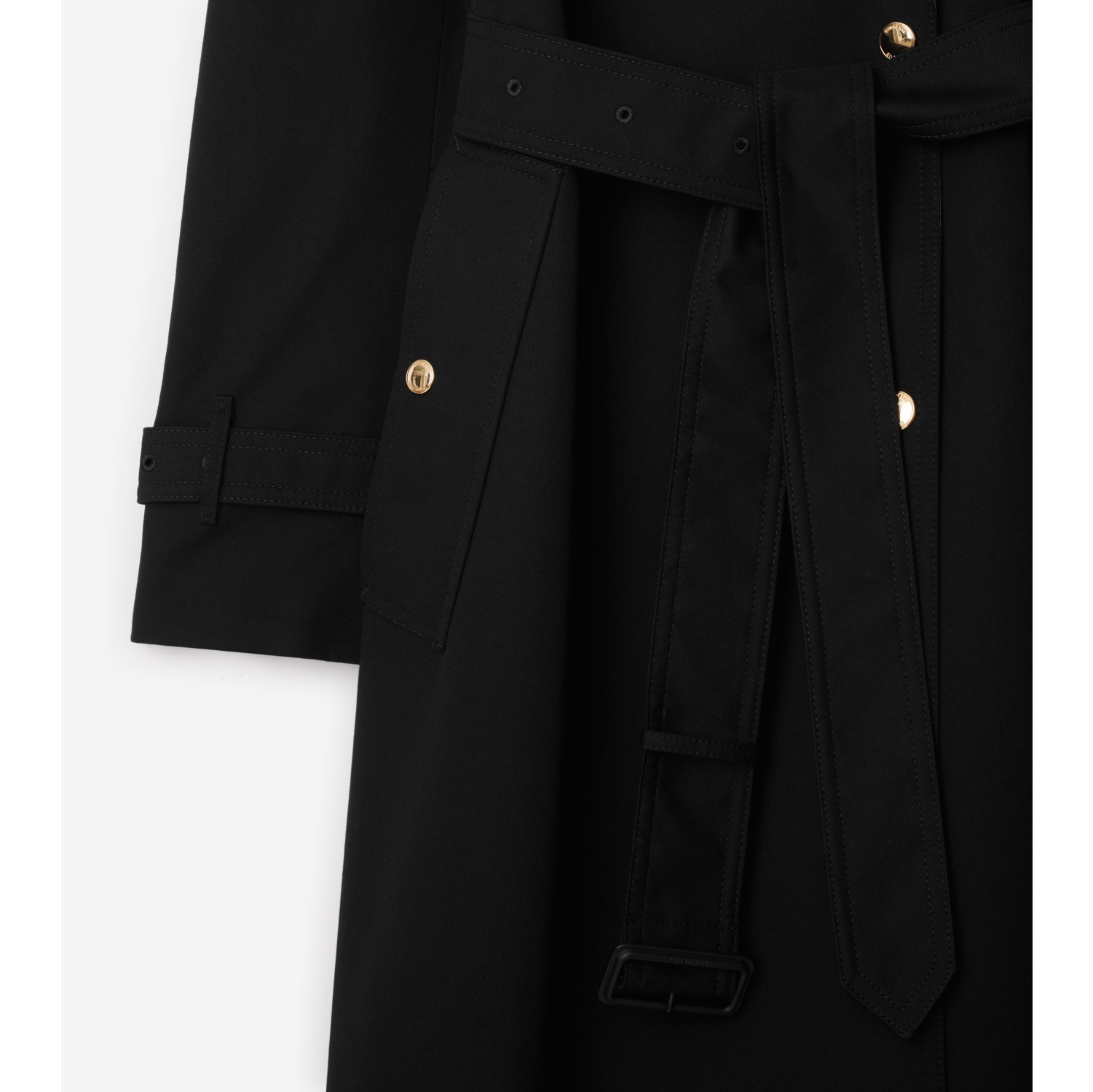 Long Check Collar Gabardine Trench Coat