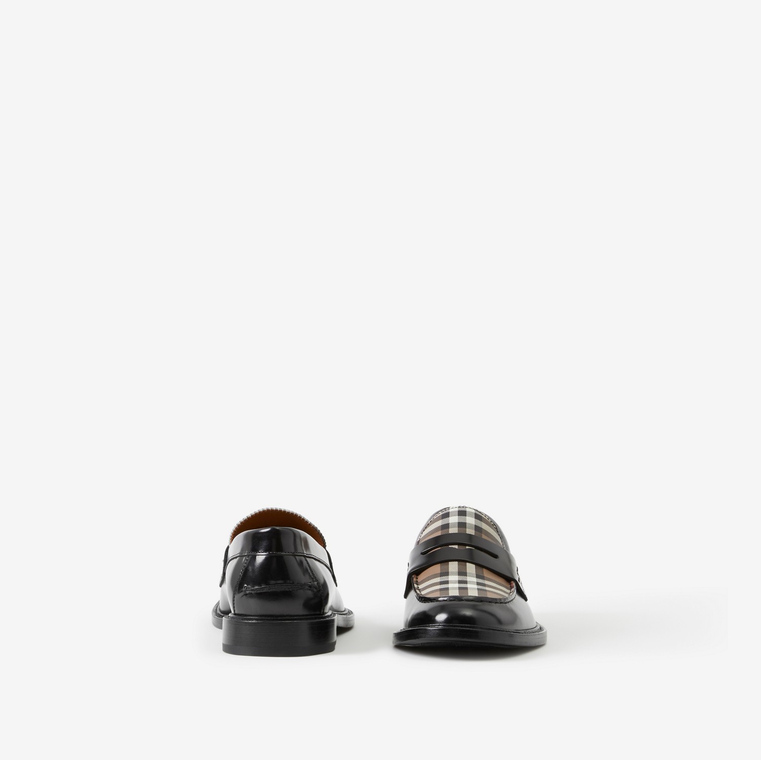 Mocassins Penny Loafers en cuir et Vintage Check (Noir) - Homme | Site officiel Burberry®