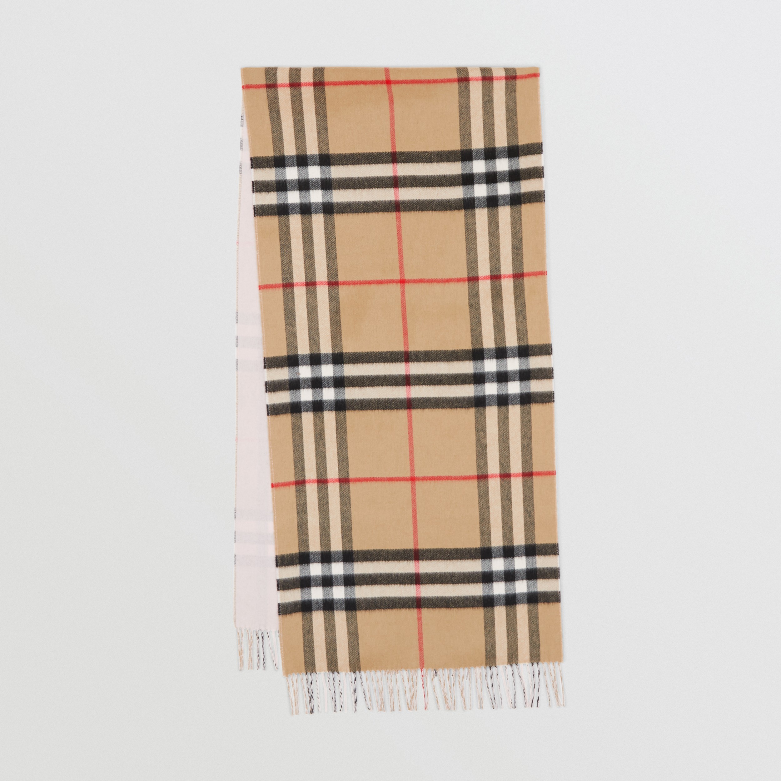 Reversible Check Cashmere Scarf in Frosted Pink | Burberry® Official - 1