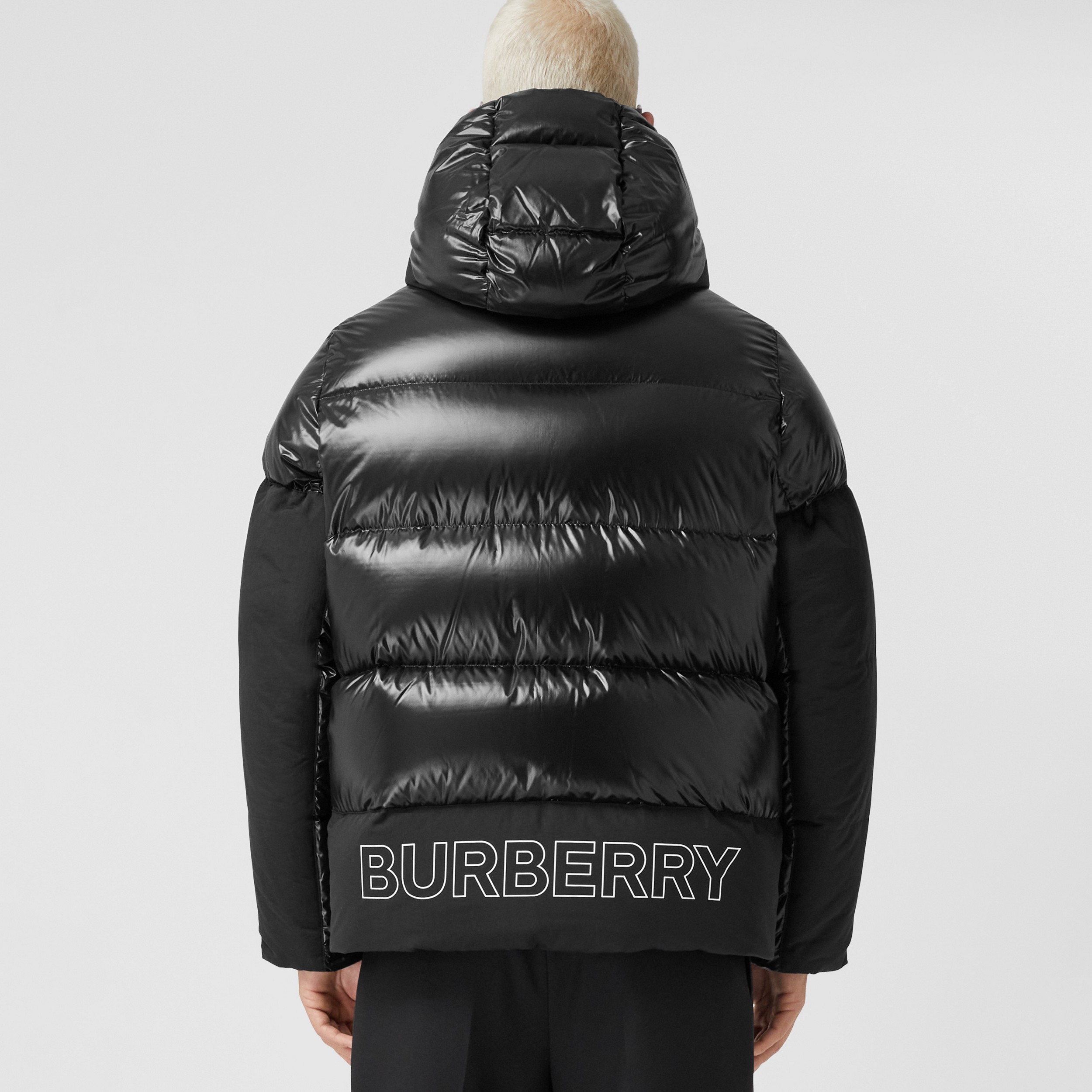 Logo Print Nylon Oversized Hooded Puffer Jacket in Black - Men | Burberry® Official - 3