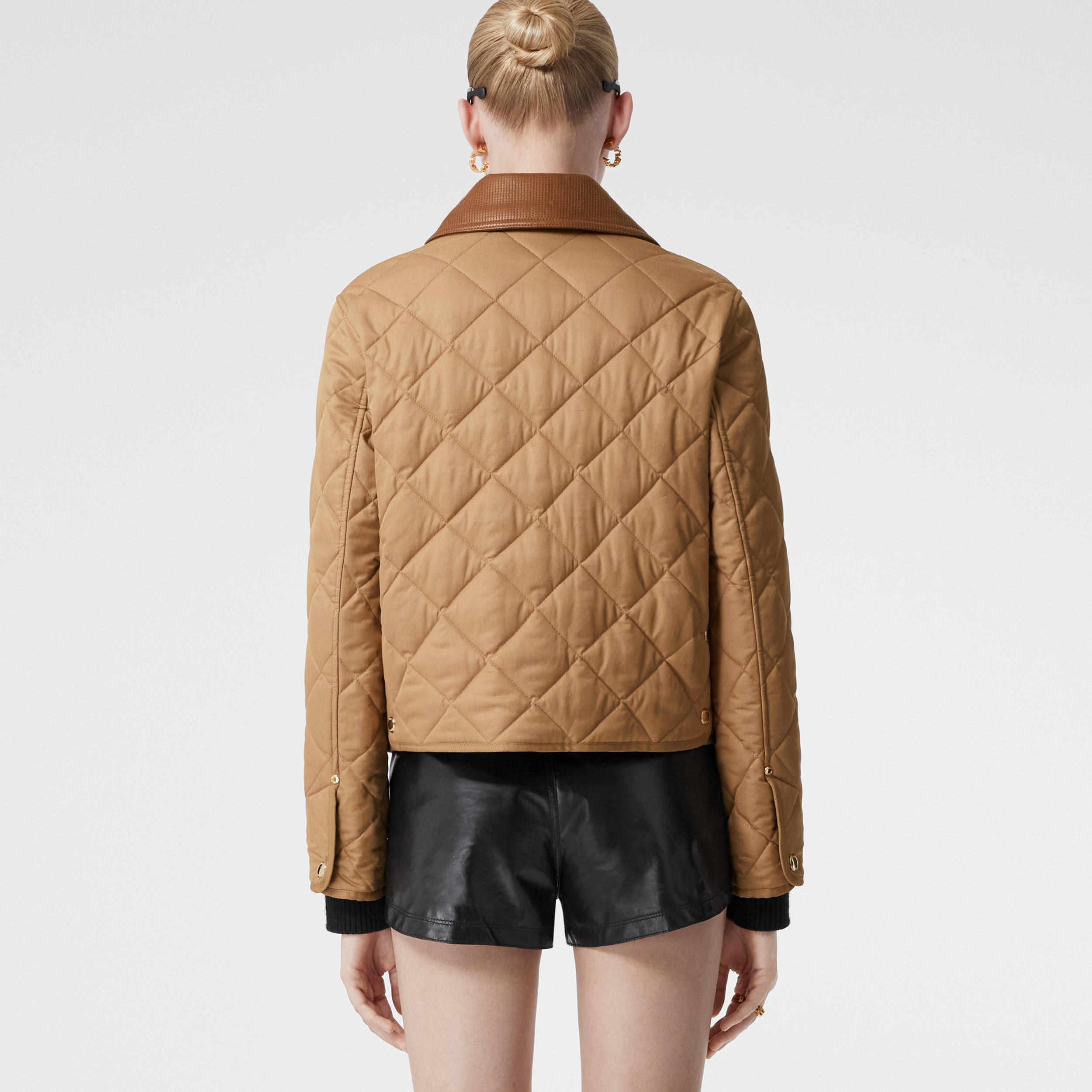 Cotton Gabardine Diamond Quilted Jacket in Camel - Women | Burberry® Official - 3