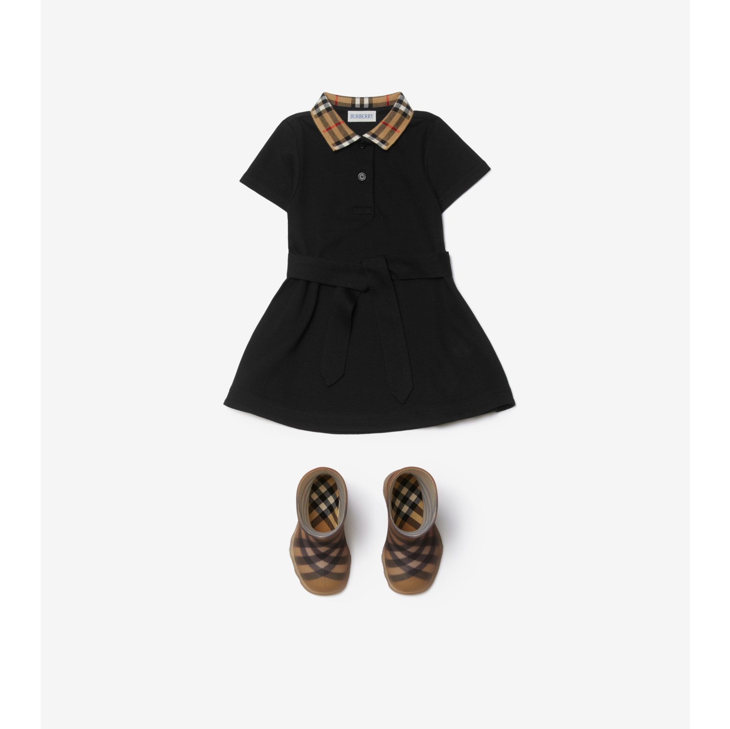 Check Collar Cotton Polo Shirt Dress