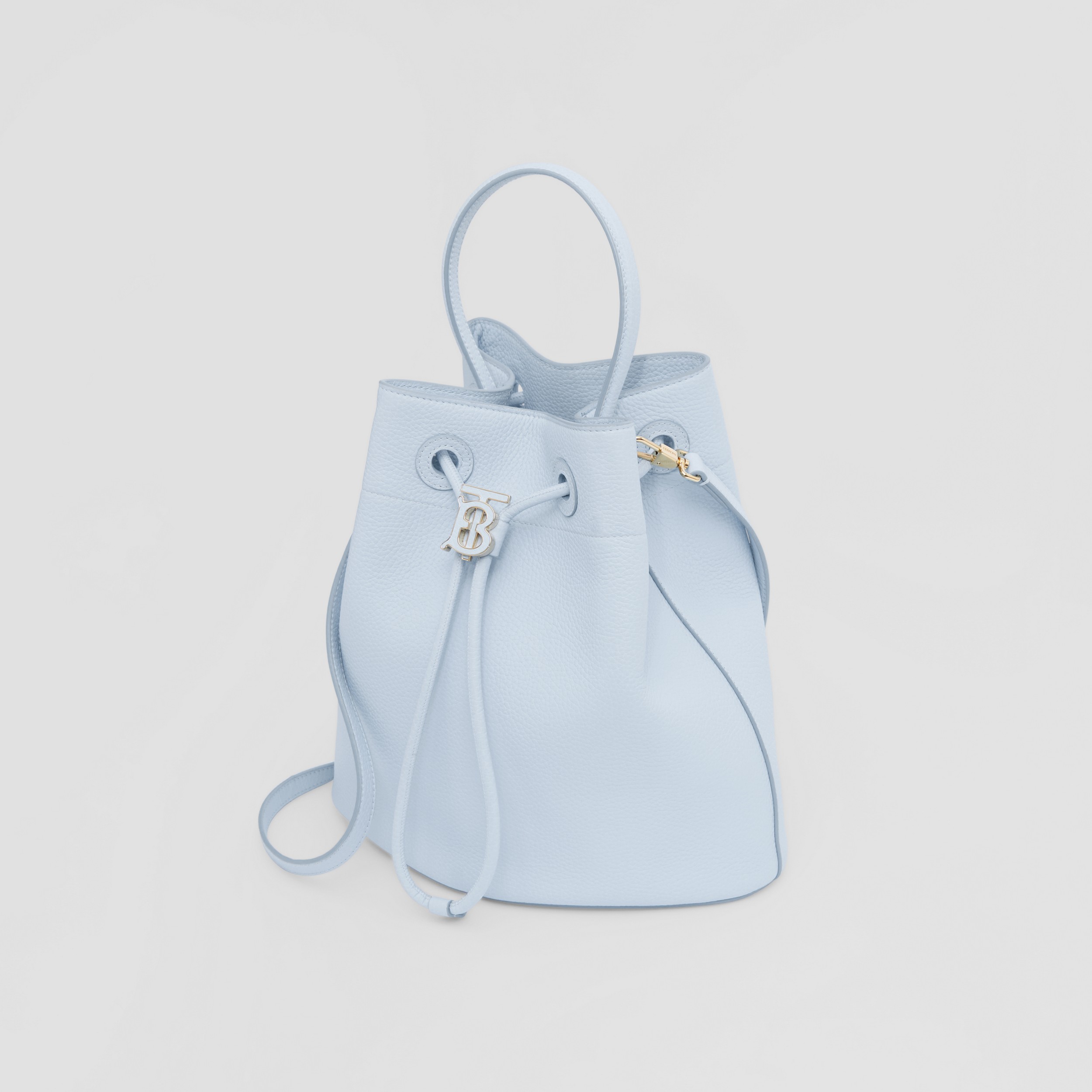 Grainy Leather Small TB Bucket Bag in Pale Blue - Women | Burberry® Official - 4