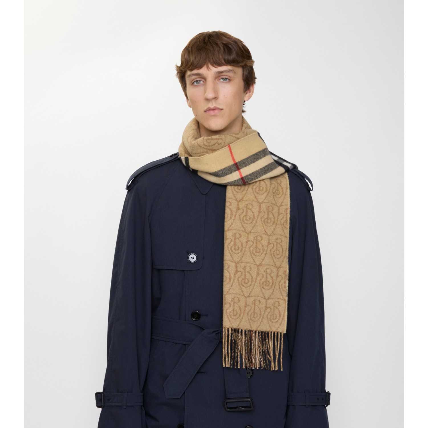 Reversible B Shield Cashmere Scarf