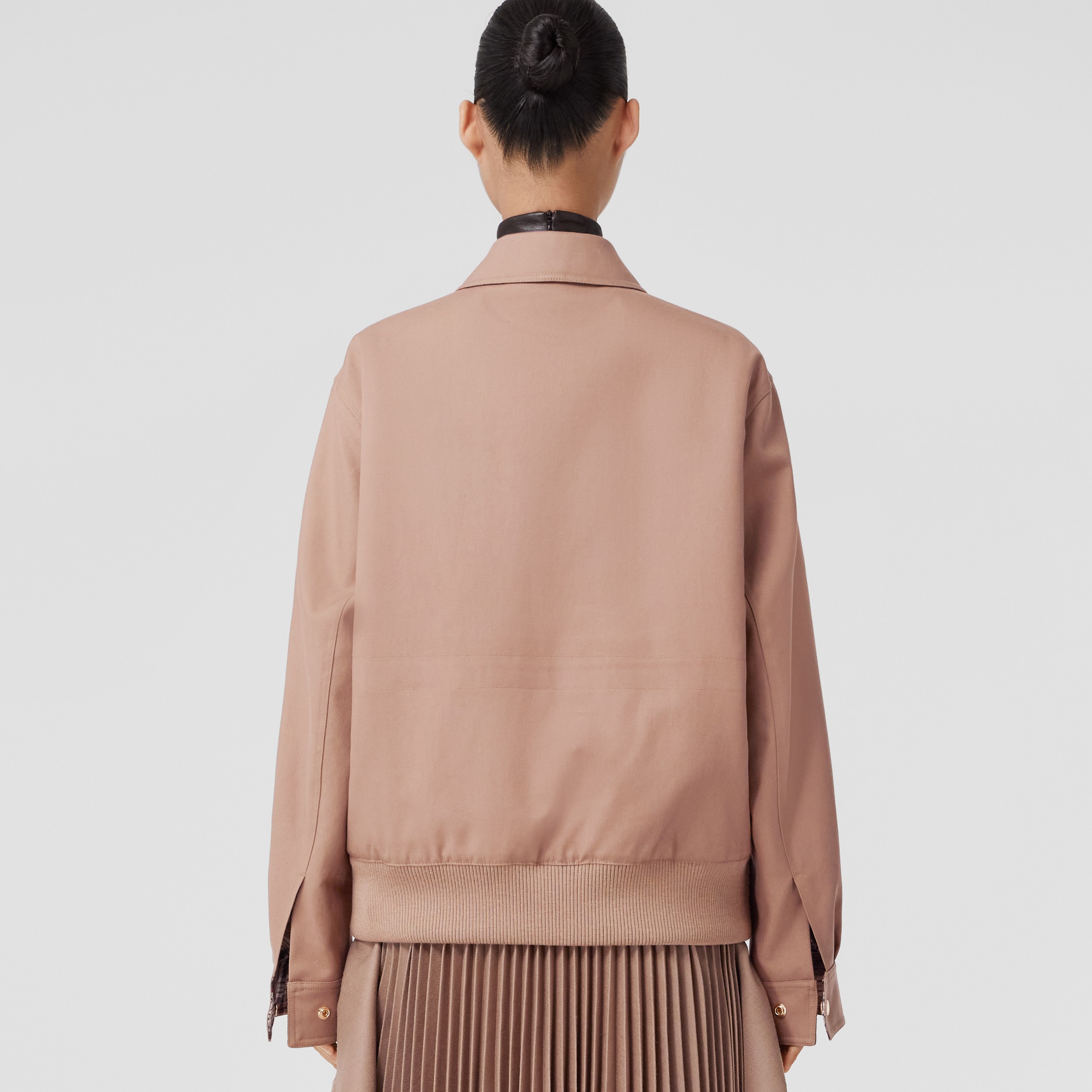 Zip Pull Detail Cotton Gabardine Harrington Jacket in Warm Fawn - Women | Burberry® Official - 3