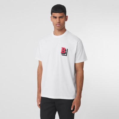 レターグラフィック コットン オーバーサイズTシャツ (ホワイト 
