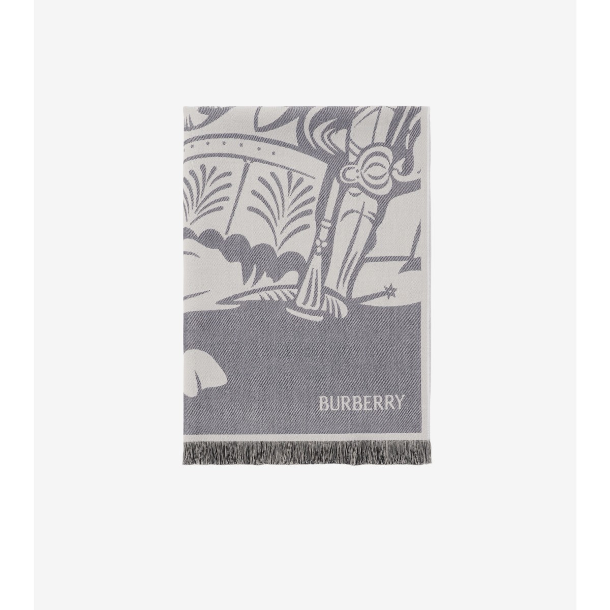 Shop Burberry Ekd Wool Cotton Scarf In Calico