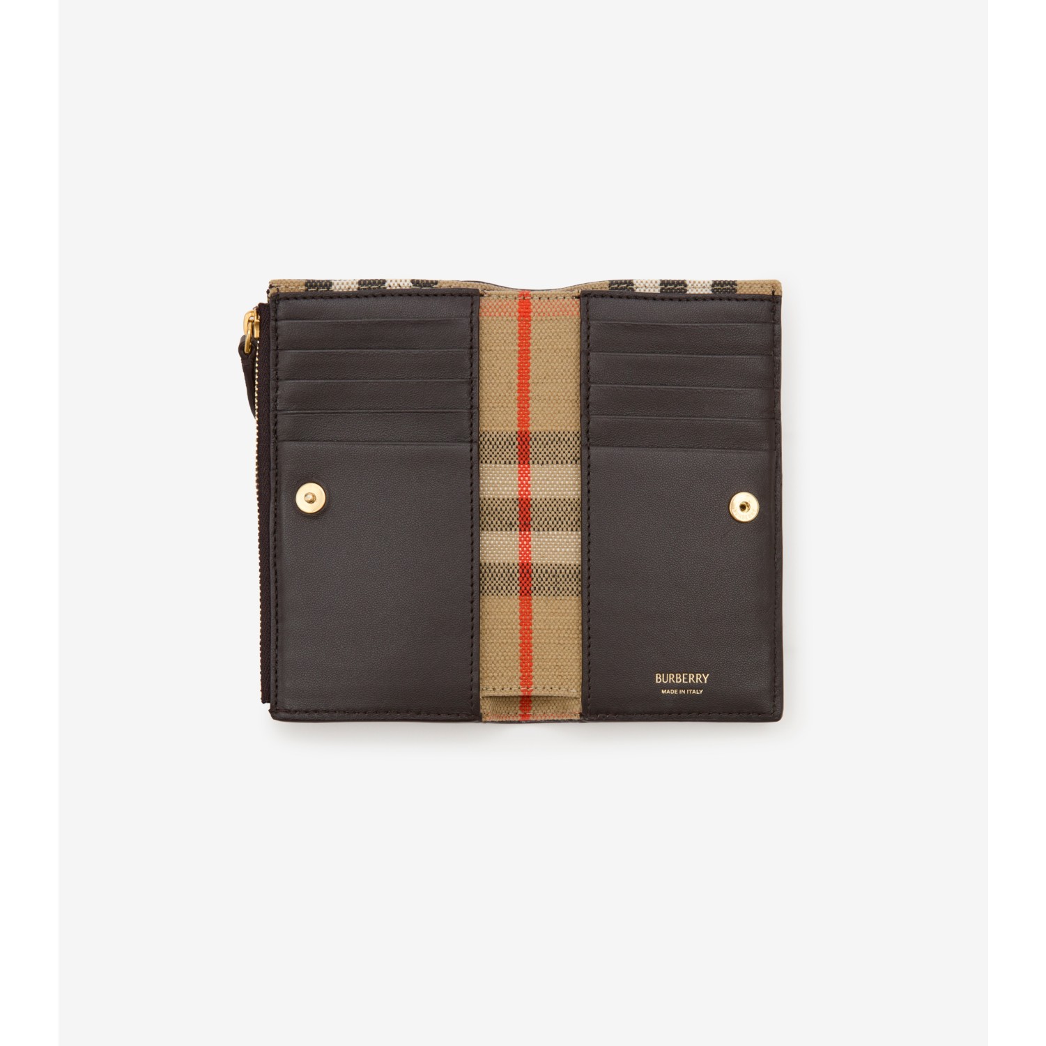【美品】Burberry  スモール モノグラムレザー ウォレット ミディアム ブルームズベリー ウォレット (ピートブラウン／サンド