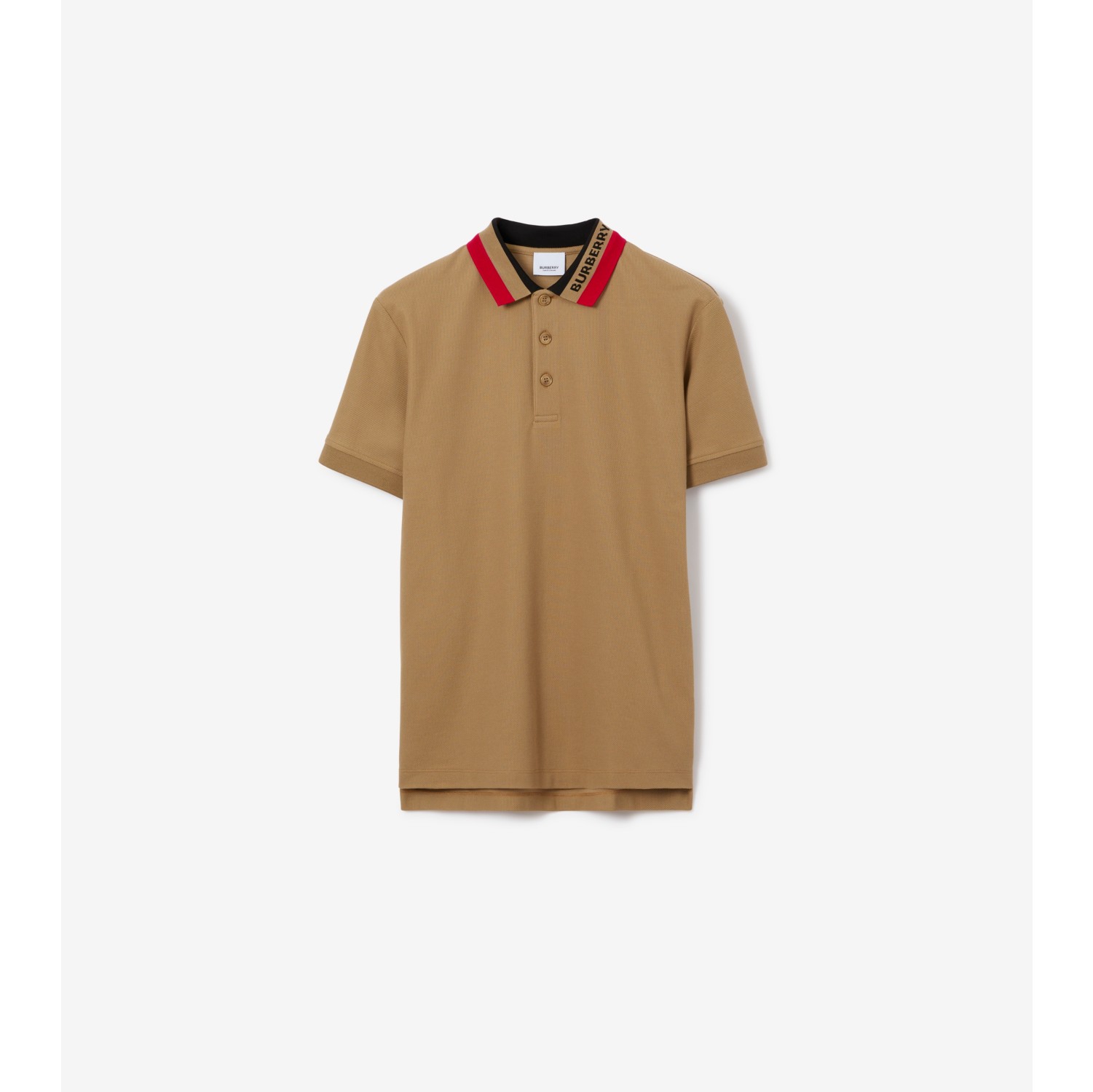 Cotton Polo Shirt in Camel Men Burberry Official