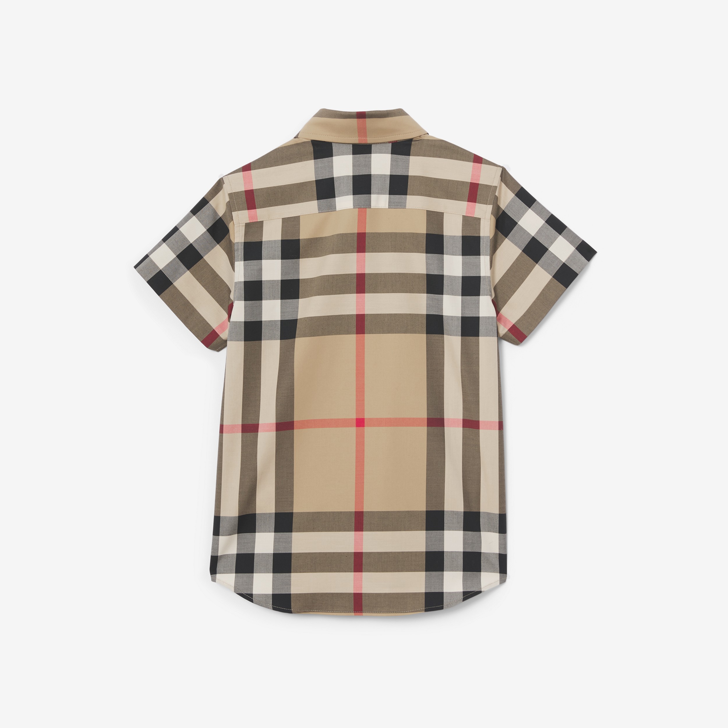 Camisa xadrez de algodão stretch com mangas curtas (Bege Clássico) | Burberry® oficial - 2