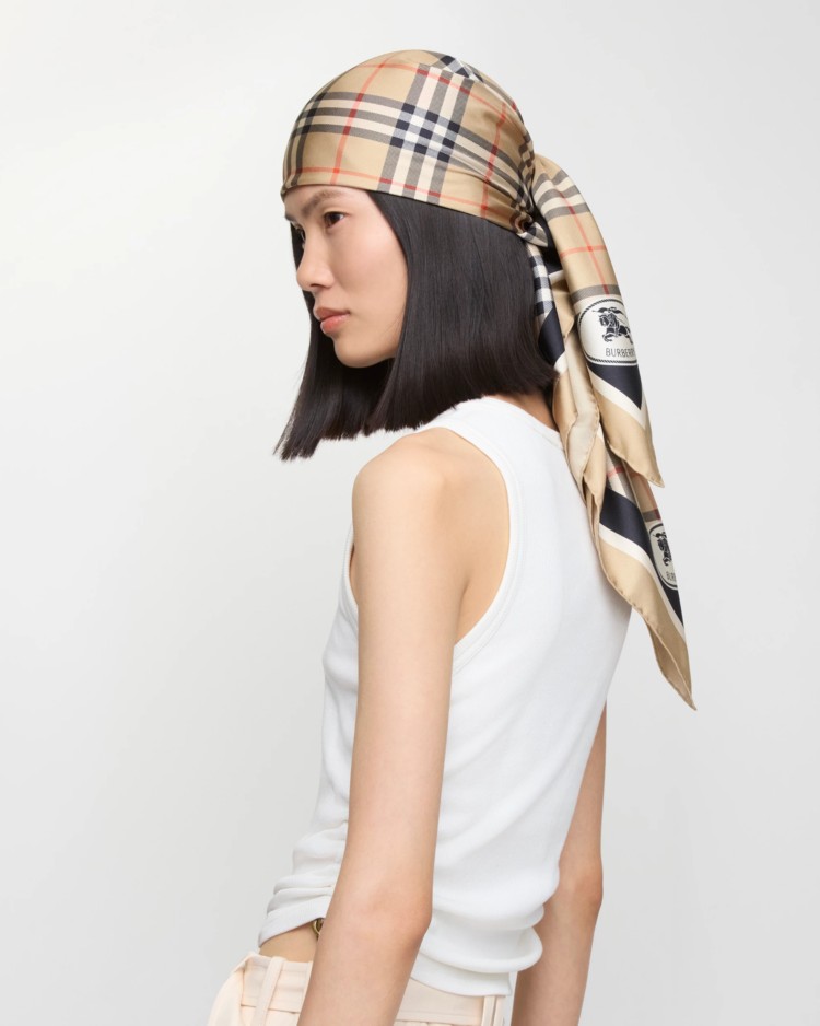 Check Silk Scarf in Bank blue | Burberry® Official