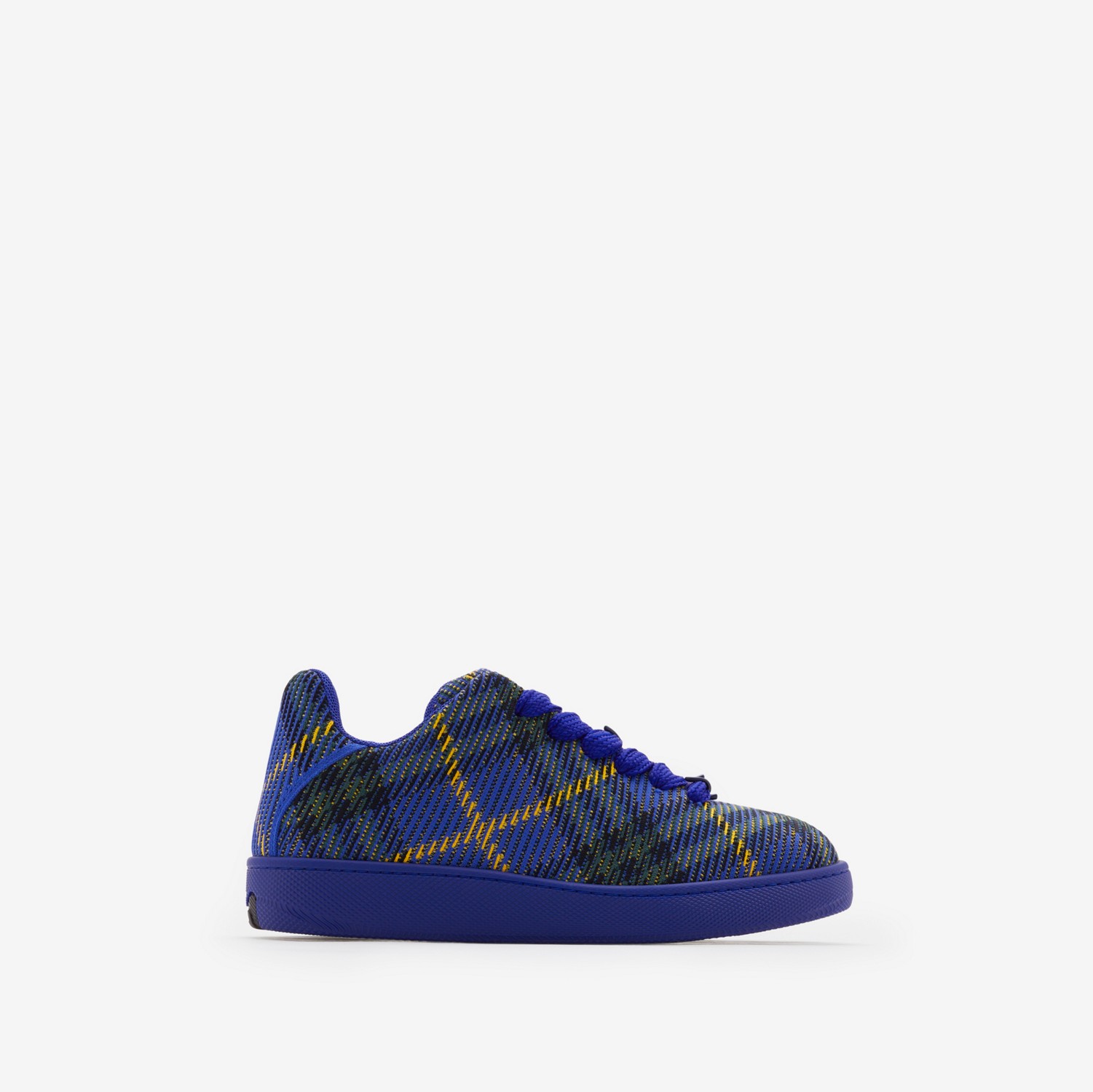 Check Knit Box Sneakers in Bright navy - Men | Burberry® Official