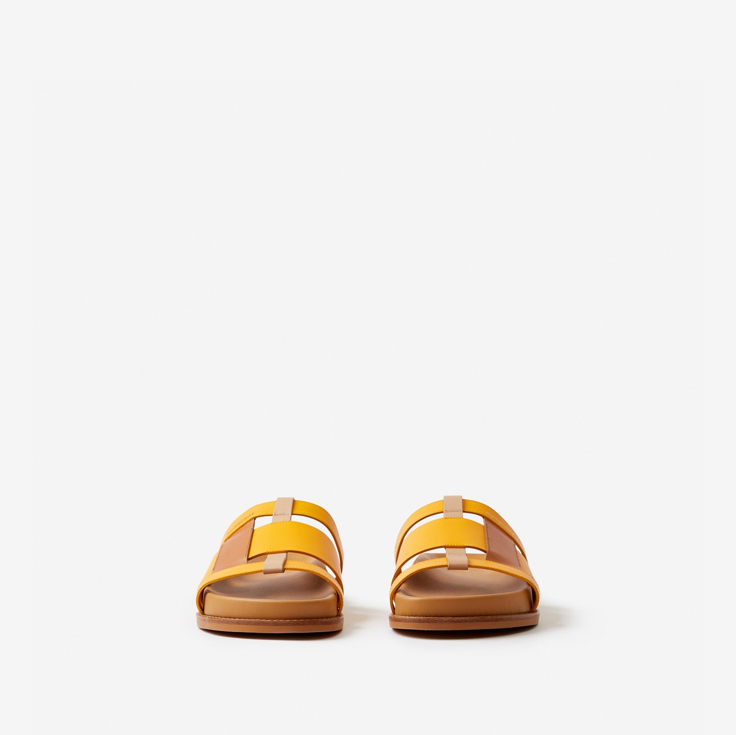 Woven Leather Slides in Marigold Yellow/maple Brown - Women | Burberry® Official