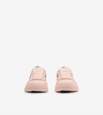 Leather and Check Terrace Sneakers​ in Flora pink/sand beige