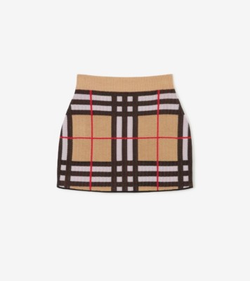 チェック テクニカルコットン ミニスカート (アーカイブベージュ) - ウィメンズ, コットン, ナイロン | Burberry®公式サイト