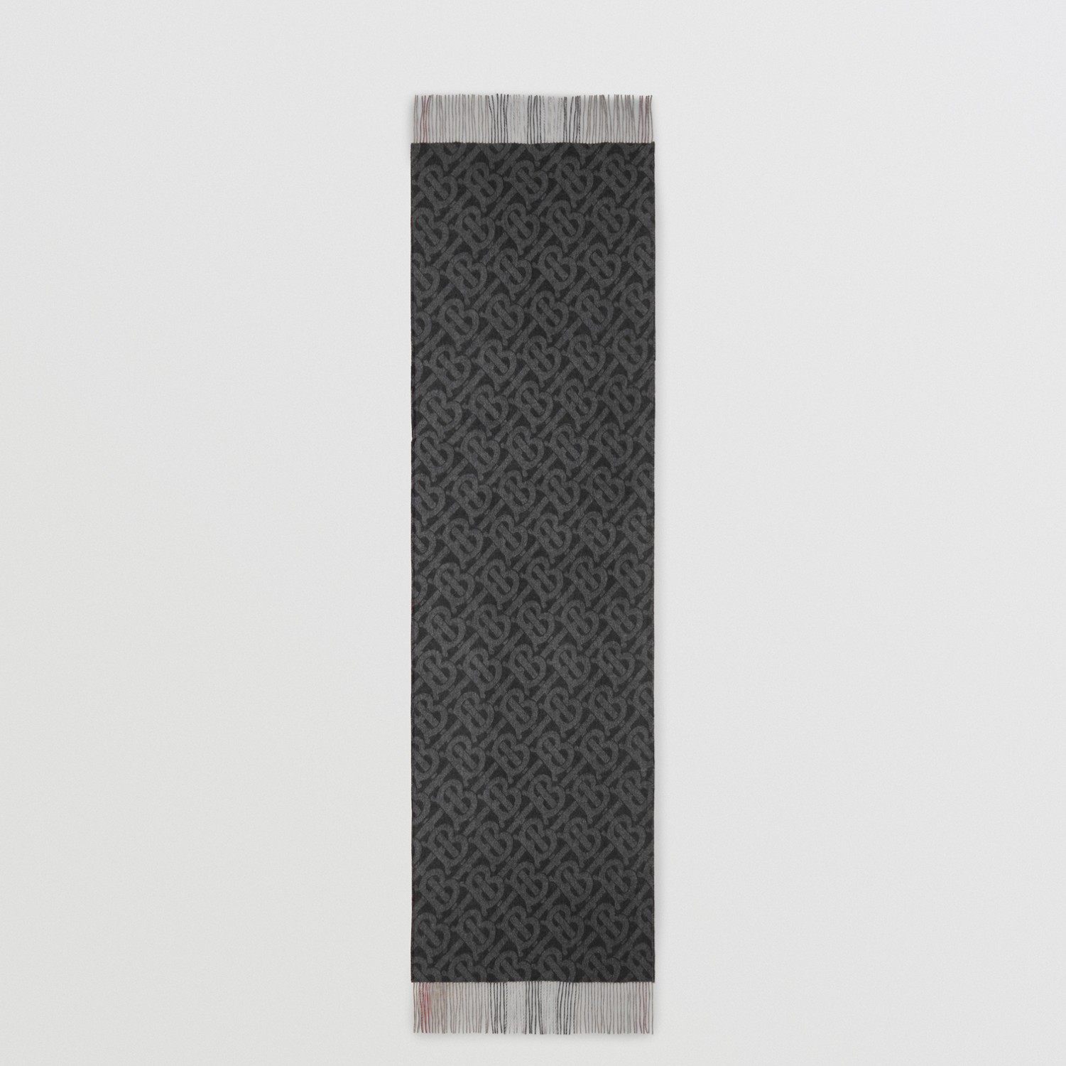Sciarpa oversize in cashmere con motivo tartan e monogramma (Nero Fumo) | Sito ufficiale Burberry®