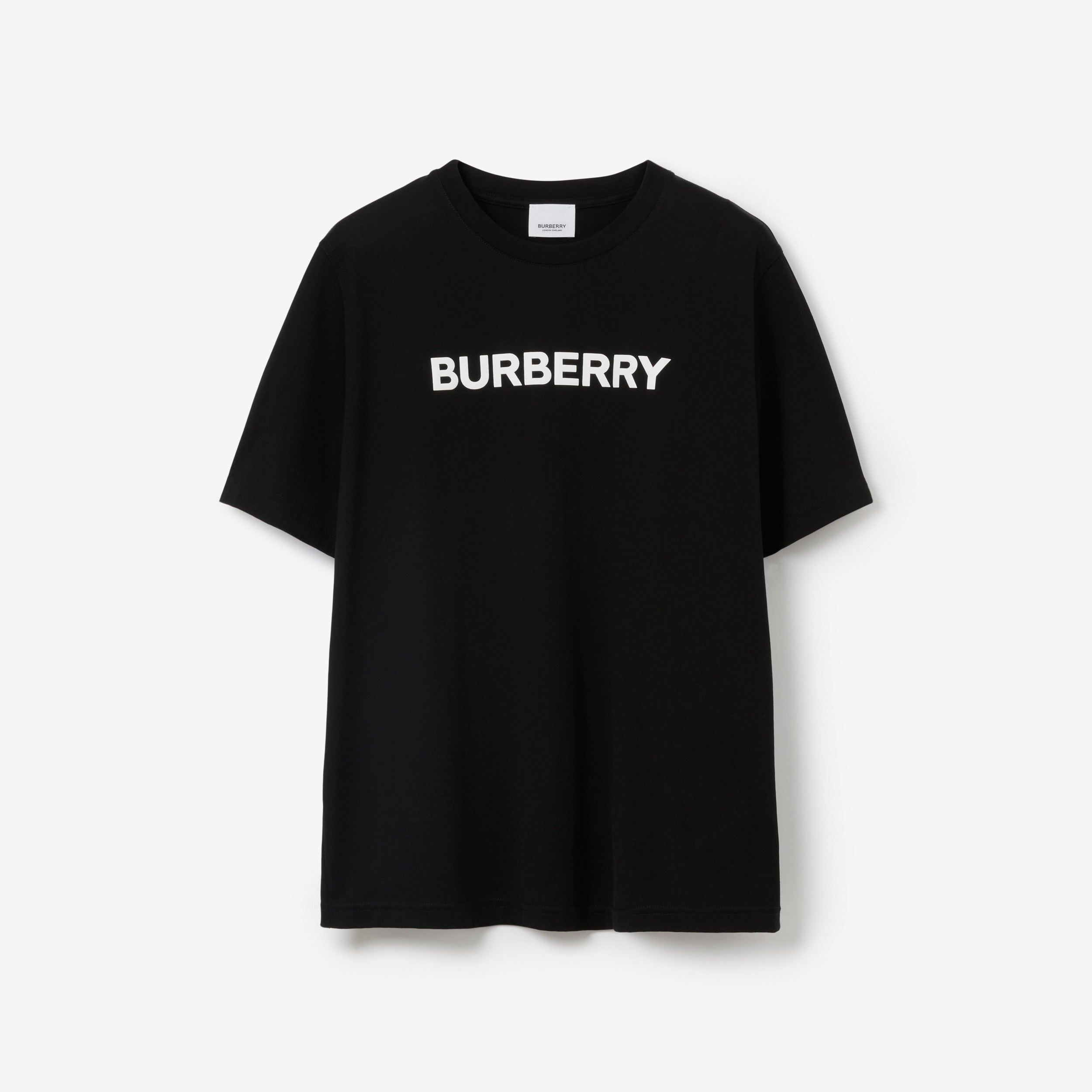 Logo Print Cotton T-shirt in Black | Burberry® Official - 1