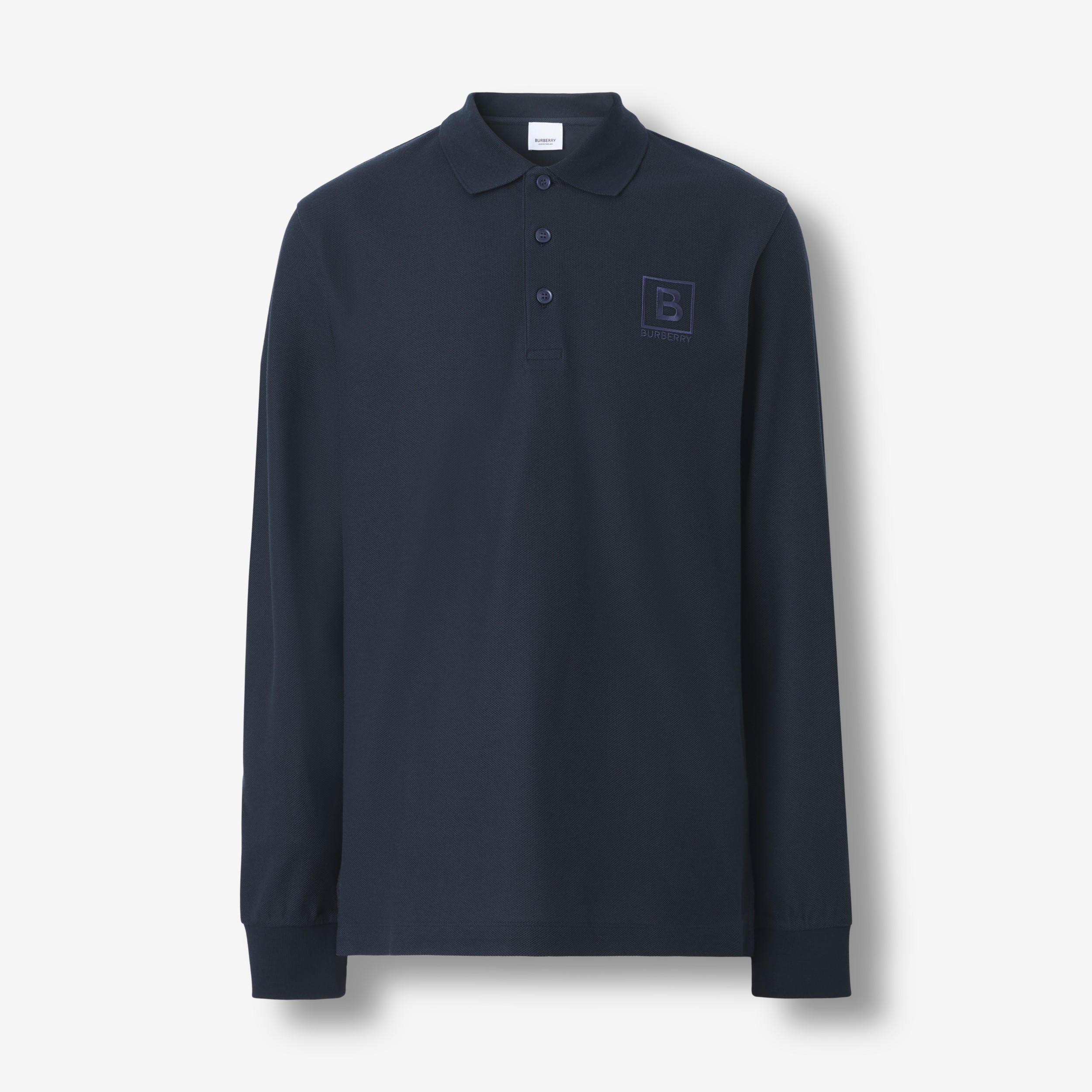Long-sleeve Letter Graphic Cotton Piqué Polo Shirt in Navy - Men | Burberry®  Official