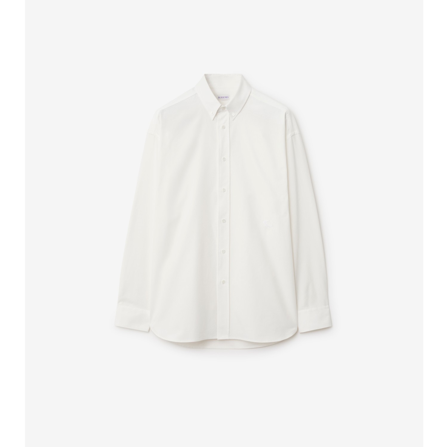 Cotton Oxford Shirt in Rain Men Burberry Official