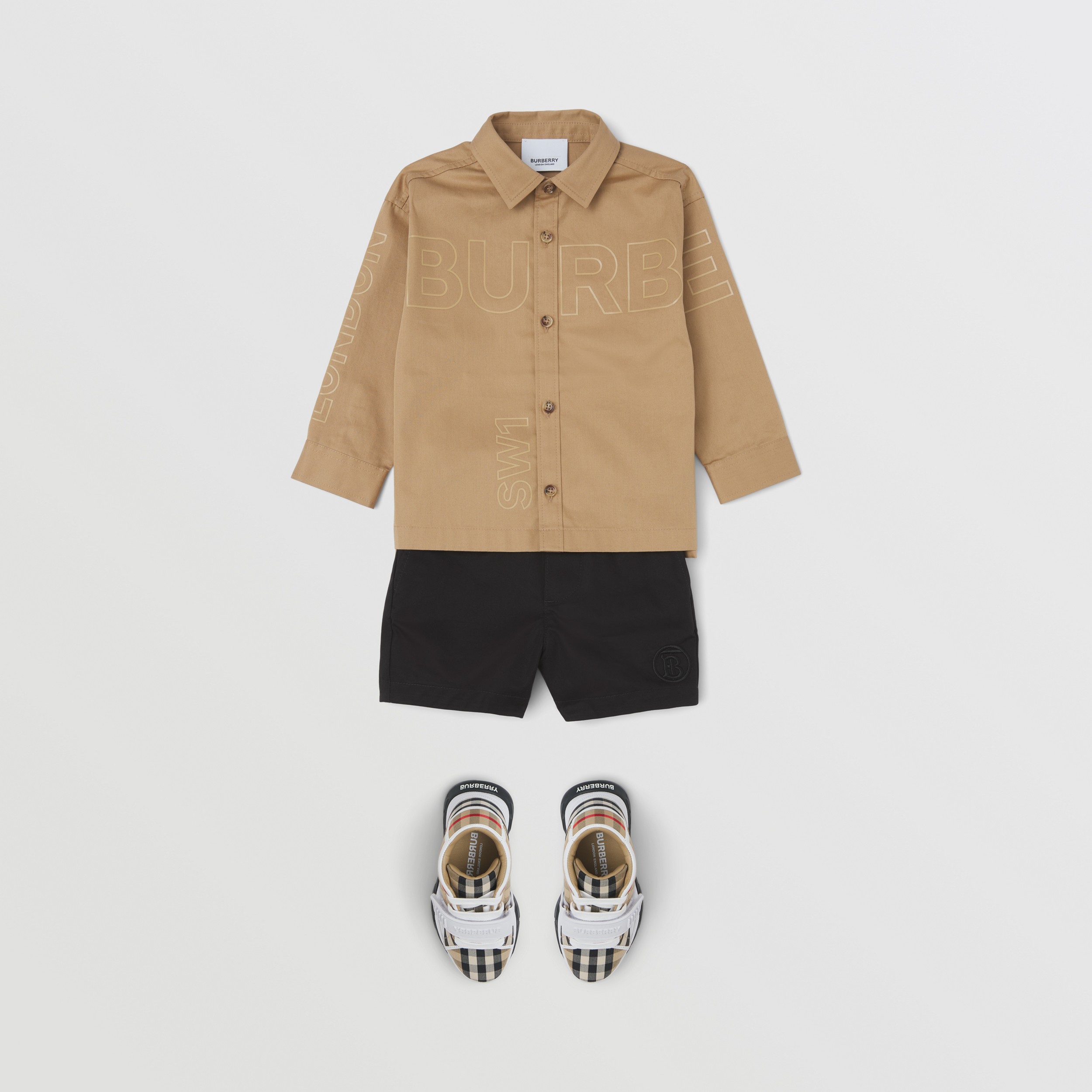 Monogram Motif Cotton Twill Chino Shorts in Black - Children | Burberry® Official - 3