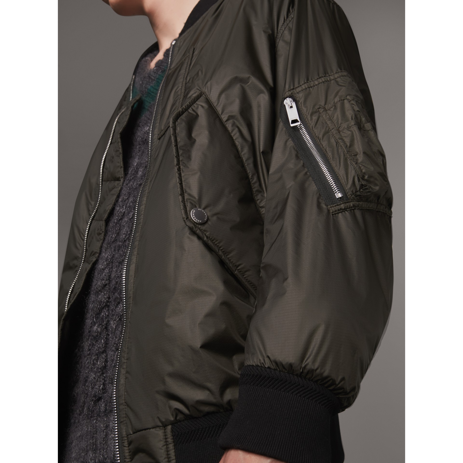 Lightweight Bomber Jacket in Dark Olive Men Burberry United States
