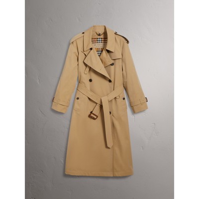 Tropical Gabardine Trench Coat With Detachable Facing In Honey - Women ...