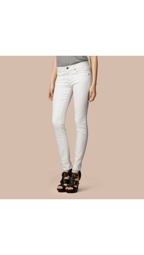 low rise white jeans