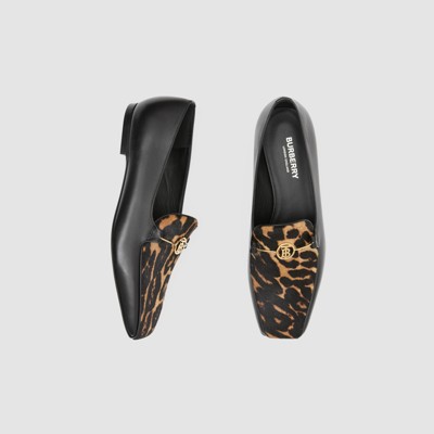 black leopard loafers