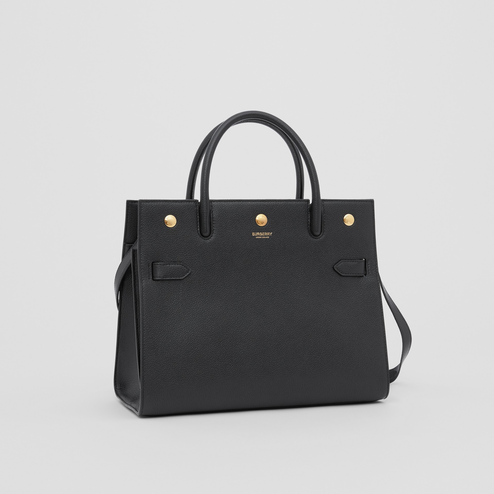 Small Leather Two-handle Title Bag in Black - Women | Burberry Australia