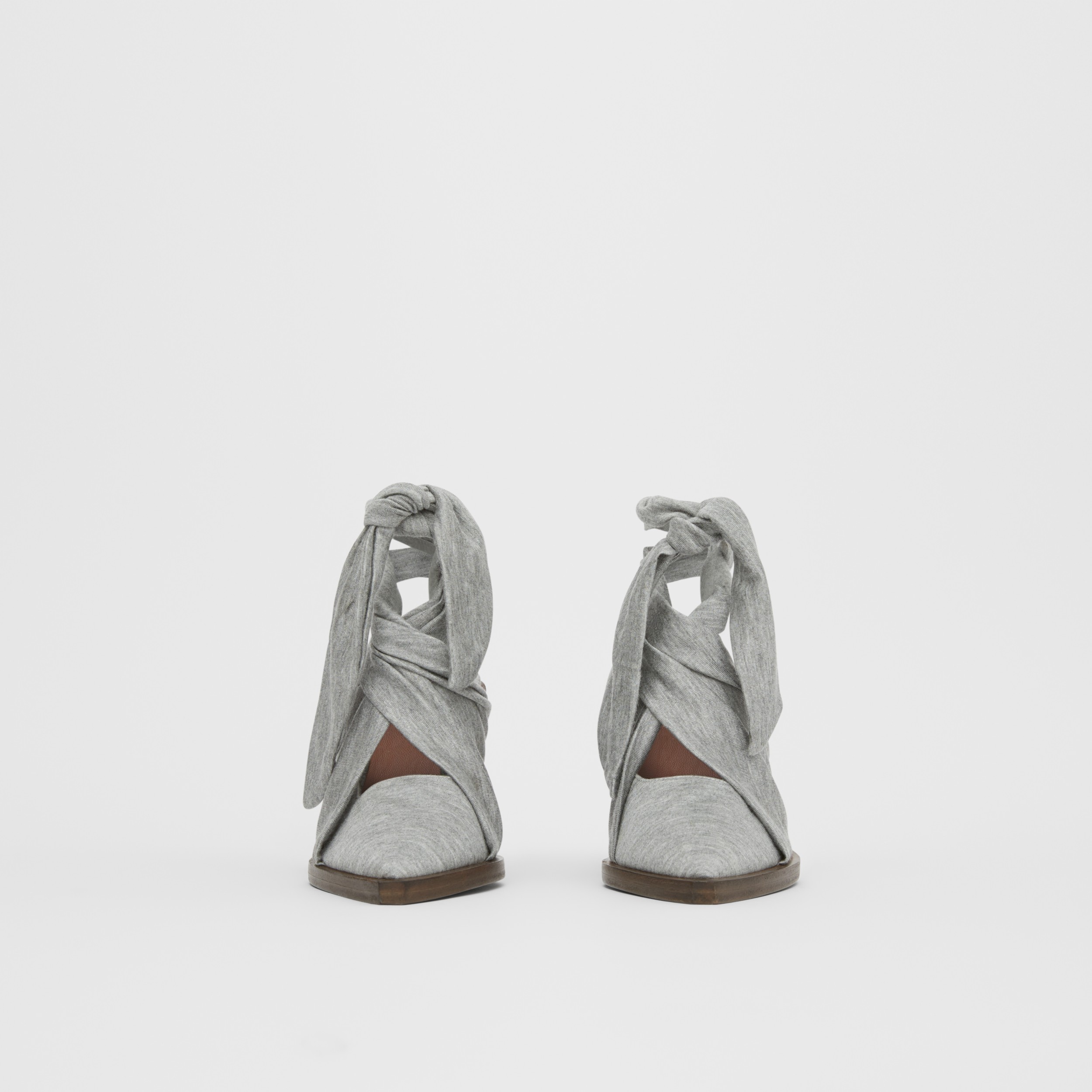 Scarf Tie Detail Jersey Pointtoe Mules in Pewter Melange Women