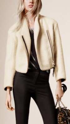 White Cropped Alpaca Wool Jacket - Image 1