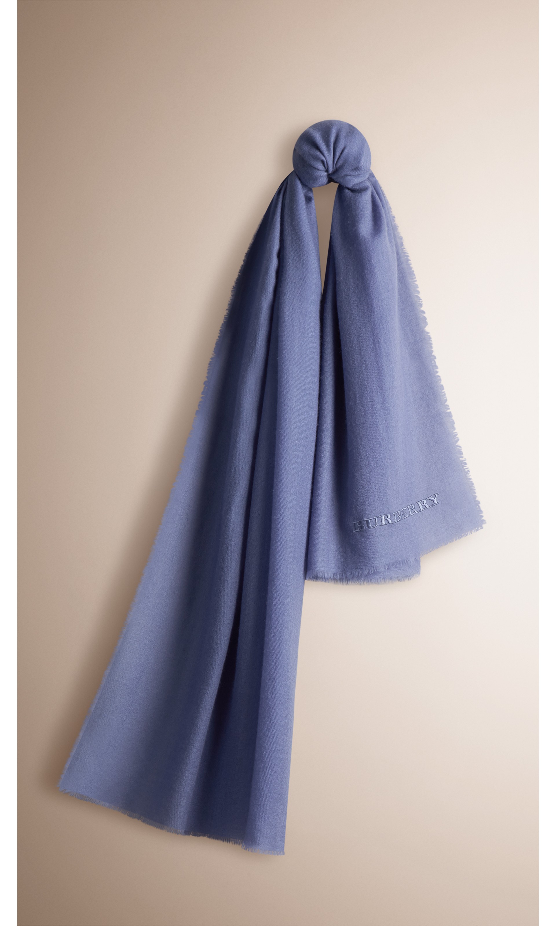 Embroidered Lightweight Cashmere Scarf in Lupin Women Burberry