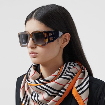 b motif square frame sunglasses