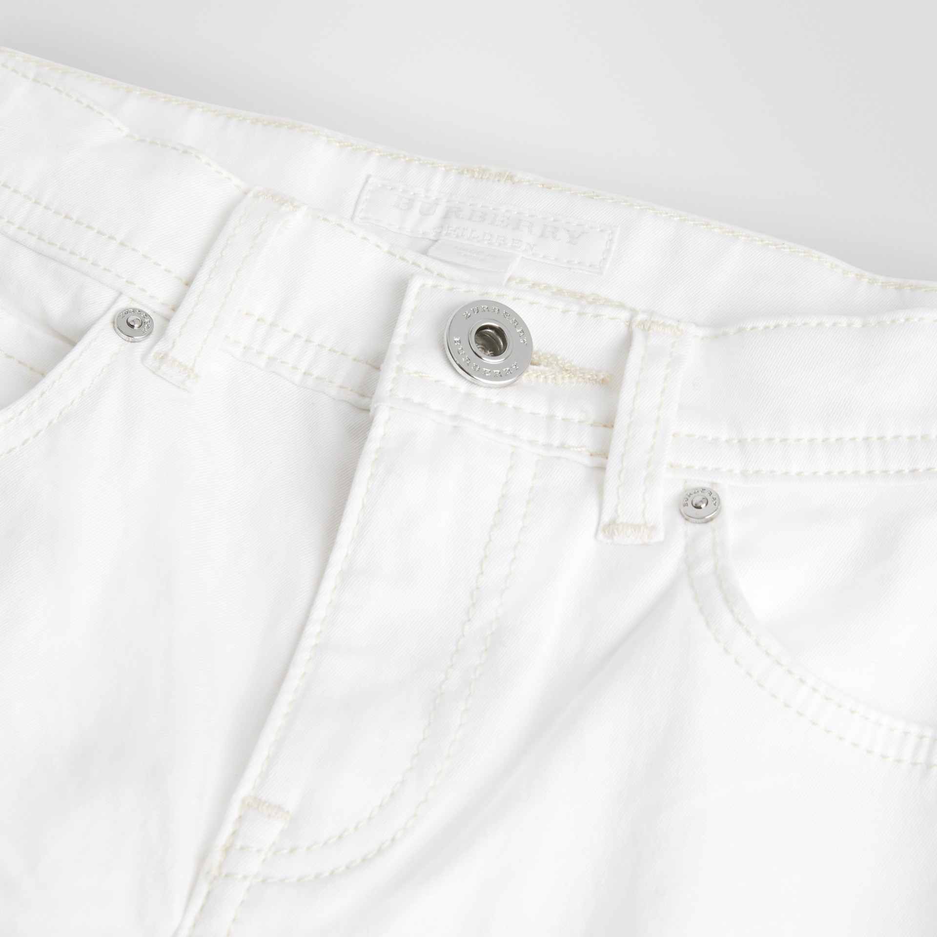Relaxed Fit Stretch Denim Shorts in White | Burberry United States