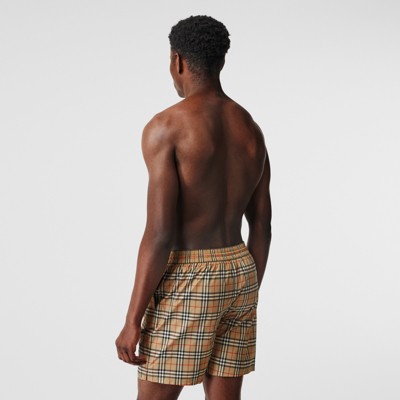 small scale check drawcord swim shorts