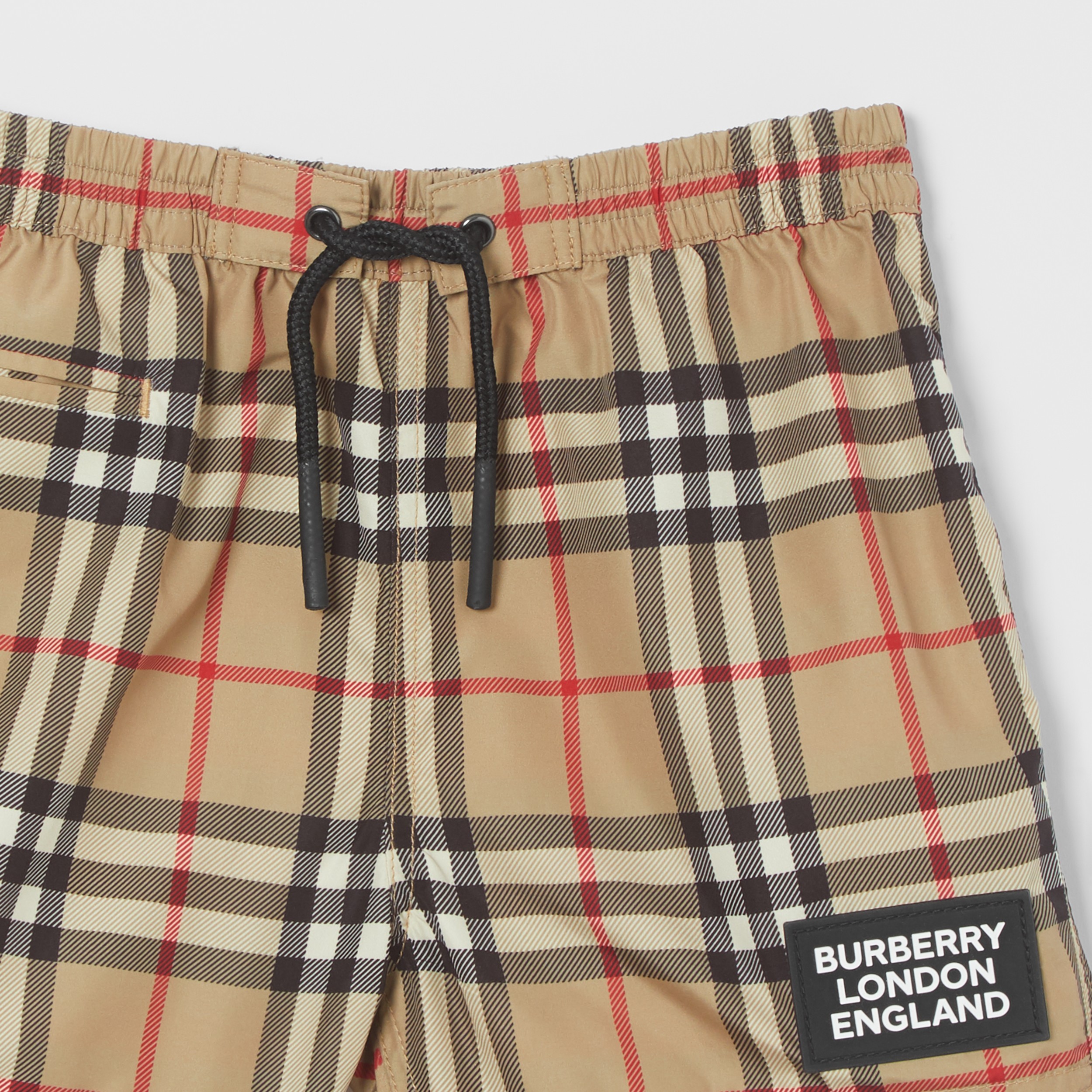 Short De Bain Vintage Check Avec Logo Beige D Archive Enfant Burberry