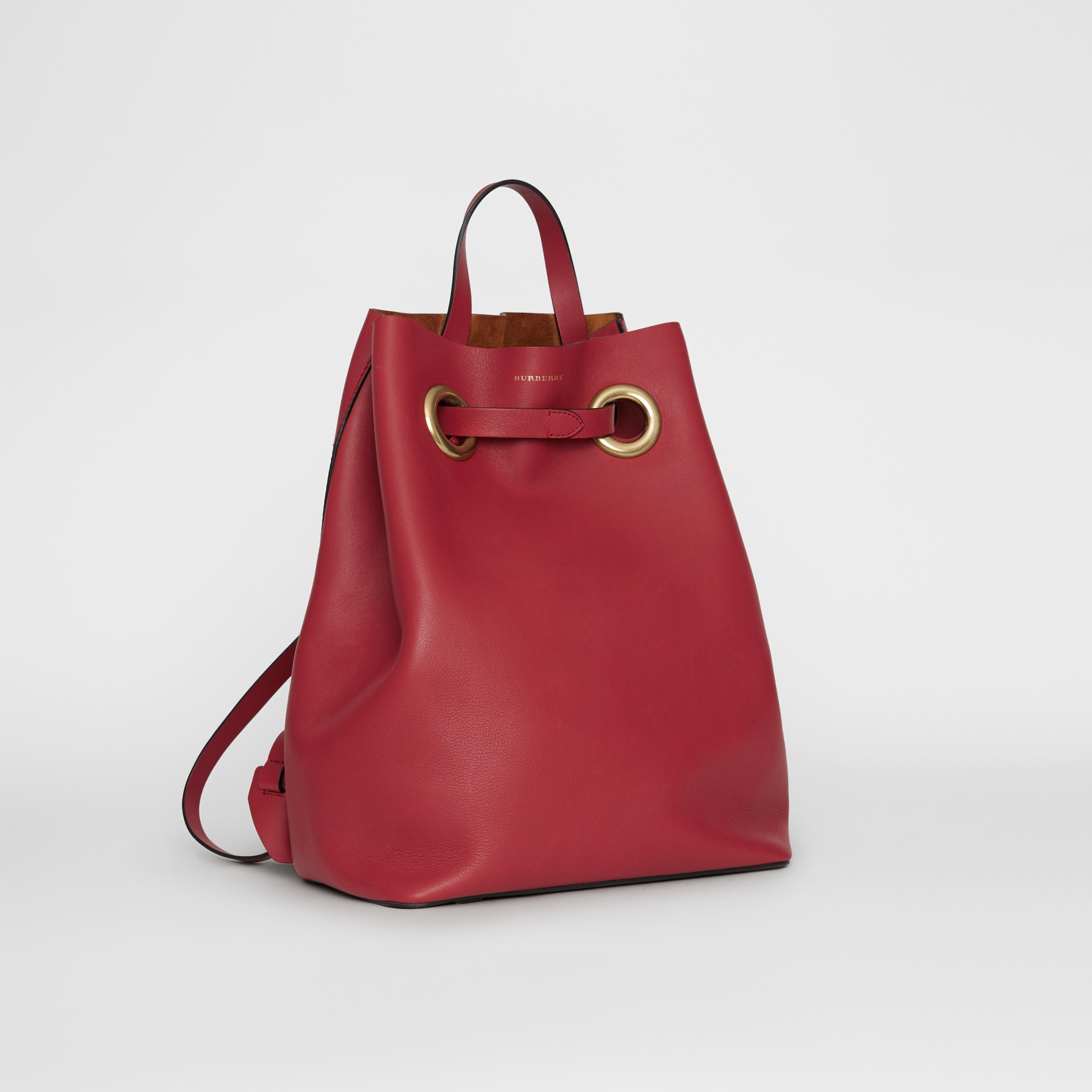 The Leather Grommet Detail Backpack in Crimson - Women ...