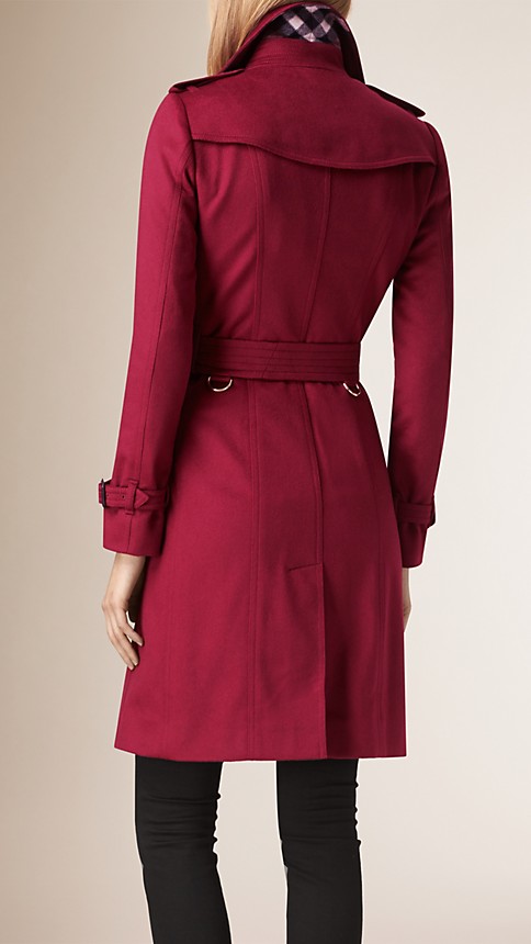 Sandringham Fit Cashmere Trench Coat Cherry Pink | Burberry