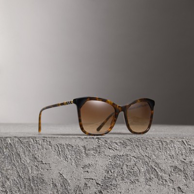 check detail square frame sunglasses