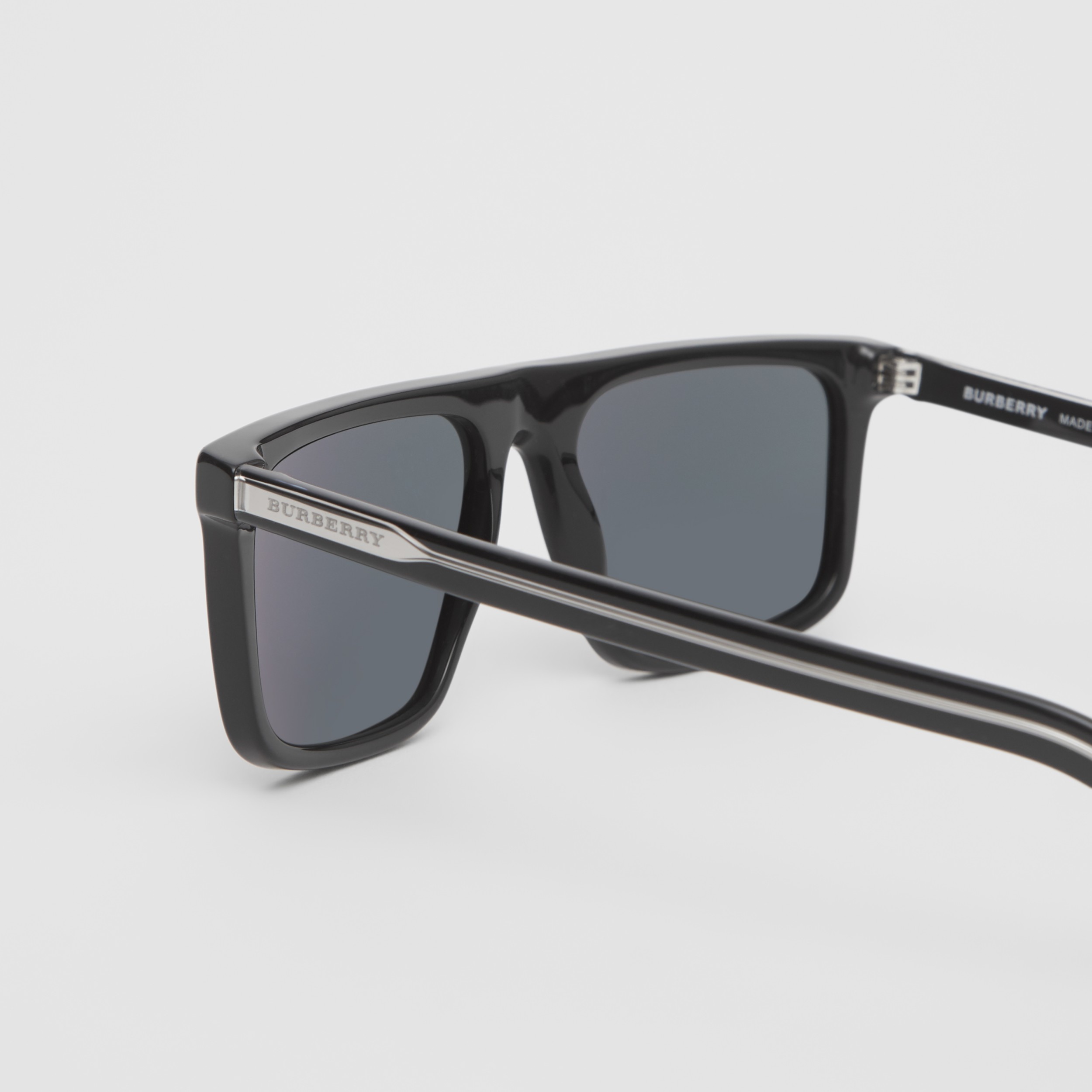 Vintage Check Detail Straight-brow Sunglasses in Black - Men | Burberry ...